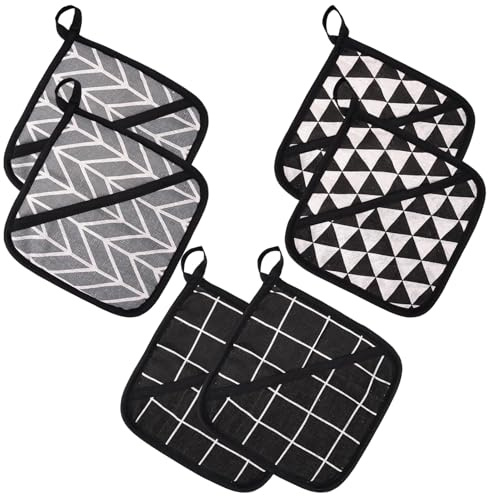 6 Pieces Kitchen Pot Holders, 18 x 18 cm Oven Square Hot Pads with Pocket