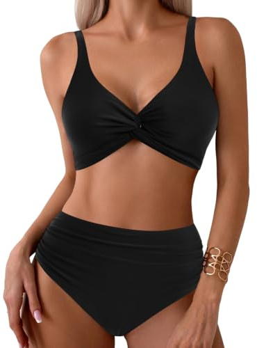 OKMIJN Femme Maillots de Bain 2 Pièces, Bikini Taille Haute pour Femme, Maillot de Bain Femme, avec Bretelles Réglables, Maillot de Bain 2 Pièces pour la Plage, Les Vacances, la Piscine, Le Spa, M