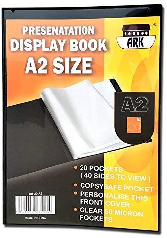 ARK - Carpeta de presentación (A2, 20 bolsillos, tamaño A2, tamaño individual), color negro