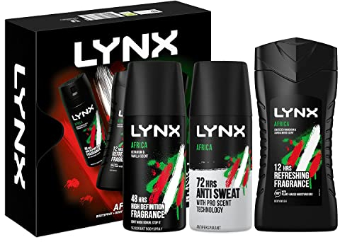 Lynx Africa 25 Years, Trio Gift Set, The Perfect Present For Men, Boys And Teenagers, Shower Gel And Deodorant Body Spray, For Long Lasting Odour Protection And A Clean And Fresh Fragrance