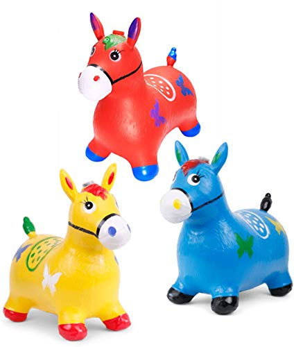 VanessasShop Aufblasbares Hüpfpferd mit Sound Größe: ca. 56x27x49cm für Kinder (Blau)