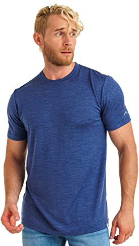 Merino.tech T Shirt Merinos Homme - 100% sous Vetement Merinos Homme Lightweight Tshirt Laine Merinos (Large, Windsor Blue)
