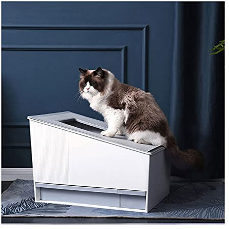 Toilettes pour animaux de compagnie Toilette auto-nettoyante intelligente Toilette automatique Désodorisation et pelleteuse d'excréments Catter Cochez la boîte de litière de chat semi-fermé Bac à liti