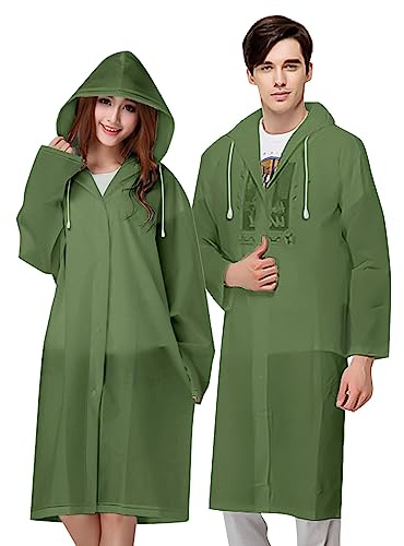 Vicloon Chubasqueros Impermeable, 2 de Paquete Poncho de Lluvia Impermeable Reutilizable con Capucha y Mangas, Unisex Ligero EVA Impermeable Poncho para Viajes, Excursionismo y Exteriores
