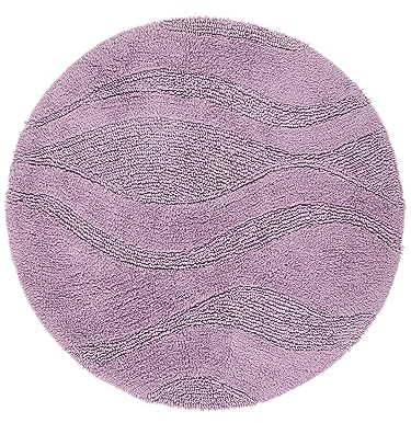 RugVista Badematte Breeze, ∅ 70 cm, Rechteckig, Mittelflor, Anti-Rutsch, Moderner Badteppich, Maschinenwaschbar bis 30°C, 100% Baumwolle, Lila