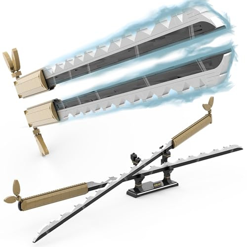 Tarcury Kit de Construction d'Épée Anime - Épée de Hashibira Inosuke - Katana à Double Lame Cosplay Jouet - 102.9cm, 838 Pièces - pour Enfants et Adultes