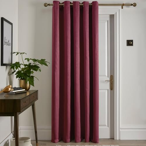 Fusion Wine Red Single Panel (W66 x L84) - Eyelet Drape in Red Wine - Thermal Curtain for Bedroom/Living Room - Strata Collection