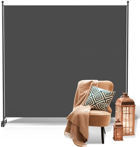 Fiqops Paraviento para exterior, divisor de espacio con ruedas 1 pieza 187×181 cm, paraviento resistente a la intemperie para exterior y oficina - Antracita