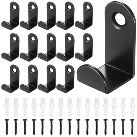 Siyurongg 15 Stück Garderobenhaken, Kleiderhaken Schwarz, Kleiderhaken Wandhaken Schwarz Metall Haken zum Schrauben für Schlafzimmer Badezimmer Wohnzimmer Garderobenleiste Mäntel Handtuch Jackenhaken