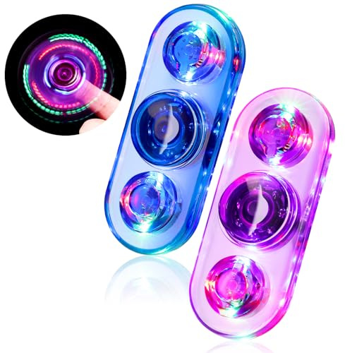 SCIONE 2 Pack LED Fidget Spinner – Light Up Fidget Toy for Kids & Adults | 3 Colour Modes, Sensory Stress Relief & Anti-Anxiety Spinner Toy with Smooth Spin & Durable Design(Blue Purple)