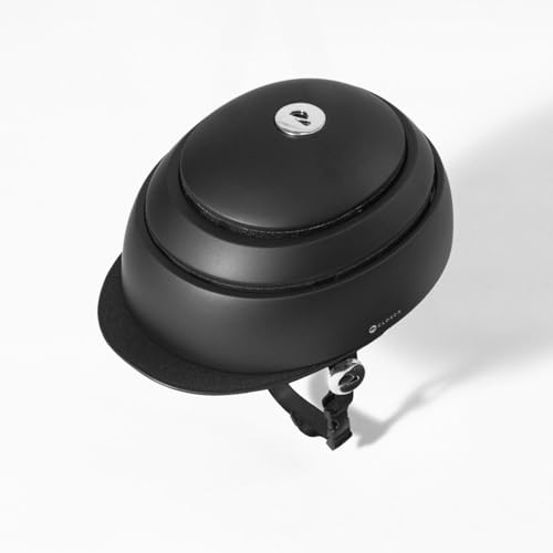CLOSCA. Casque de vélo Pliable. Casque de vélo Adulte avec visière. Casque homologué pour vélo et Trottinette électrique. pour Femmes et Hommes. (Noir/Noir, L)