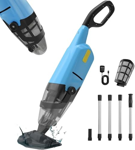Pulitore per piscina senza fili con potente aspirazione, batteria ricaricabile per piscine da incasso, vasche idromassaggio e spa – Durata fino a 60 minuti