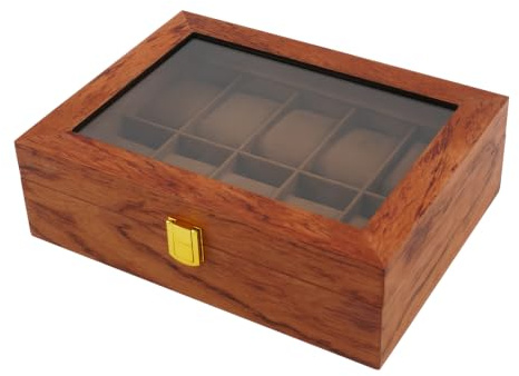 Klocklåda med 10 klocklåda med glaslock vintage förvaring för samling