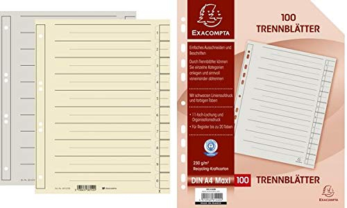 Exacompta 381550B Trennblätter-mit Perforation, chamois