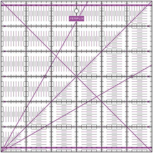 SEMPLIX Patchwork-Lineal Quilt-Lineal, transparent, mit cm-Skala und Winkelfunktionen, ideal für Patchwork und zum Basteln, 30 x 30 cm (lila)