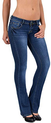 ESRA Bootcut Jeans Damen Low Waist Jeans Damen Stretch Schlaghose bis Übergröße B200