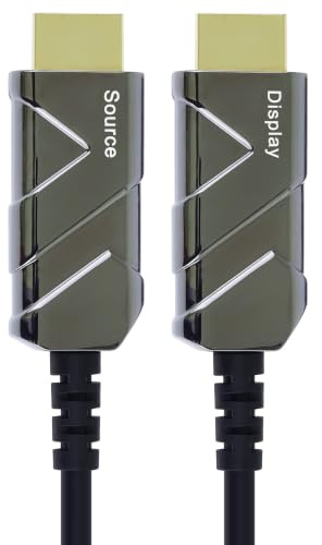 PremiumCord 8K Câble à Fibre Optique HDMI 2.1, Ultra High Speed 48 Gbit/s, 3D, EDID, ARC, HDR, Résolution 8K@60Hz 4320p, 4K@120Hz, Compatible PS5, Xbox X, PC, TV, Noir, Longueur 25 m