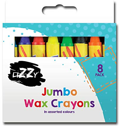 Lizzy Jumbo Wax Crayons | 8 Pack | 10.5cm in Length | Non-toxic
