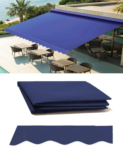 WJCWHH 20' x 10' Retractable Patio Awning Replacement Fabric Cloth, Durable Exterior Sunshade Canopy Cloth, Reinforced Multi-Purpose Waterproof Protective Awning Cover, Blue
