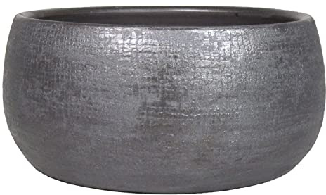 INNA-Glas Tazón de cerámica con Grano, Negro, 15 cm, Ø 33 cm | Cuenco Decorativo