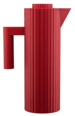 Alessi Plissé MDL12 R - Design Isolierkanne, Doppelwandiges Inneres Isolierglas, aus Thermoplastischem Harz, 100 cl, Rot
