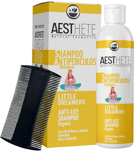 200ml Läuseshampoo und Läusekamm Mit Zertifiziertem Bio Neem öl Läusemittel Für Erwachsene und Kinder Läuse Shampoo - Sanft zur Empfindlichen Haut, Ideal gegen Juckreiz und Nissen Made in Italy