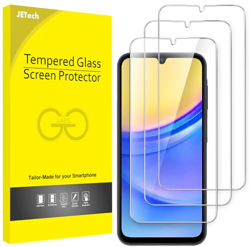 JETech Protector de Pantalla para Samsung Galaxy A15 4G / 5G 6,5 Pulgadas, Cristal Vidrio Templado 9H, Anti-Arañazos, HD Transparente, 3 Paquetes