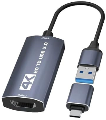 dobestyou Carte de capture vidéo HDMI 4K - Appareil de capture de jeu USB 3.0 pour streaming, enregistrement et diffusion, 1080p 60 fps, latence ultra-faible, Plug & Play pour OBS, PS5, Xbox, Switch