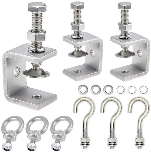 Set di 9 morsetti in acciaio inox C, morsetti a C, aperture per pino da 30 mm, morsetto da tavolo con vite ad anello M8, ganci a vite, morsetti a vite in metallo per fai da te, lavorazione del legno