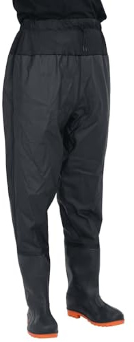 vidaXL Waist Waders with Boots, Waterproof Hunting Fishing Wader for Men Women, Chest Wader for Fishing Hunting Camping Black Size 44