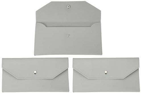 PATIKIL 2-pack kontanter kuvert plånbok, budget kontanthållare återanvändbar pengar väska påse läder pengar organisering påse för män kvinnor kvitto check faktura resa examen semestrar, ljusgrå