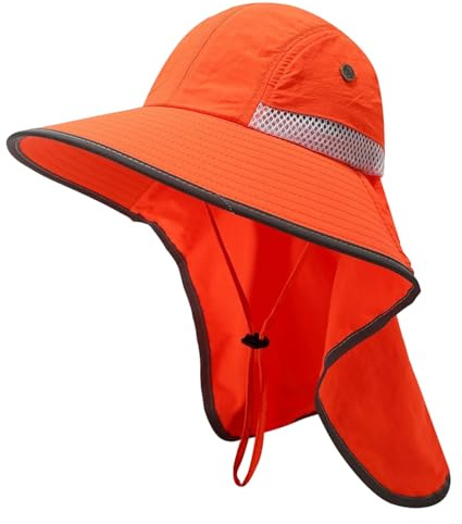 LLHCF Cappello da sole riflettente di colore fluorescente con alta visibilità e patta per il collo, per equipaggi stradali all'aperto, copricapo protettivo dal sole, cappello da lavoro di colore