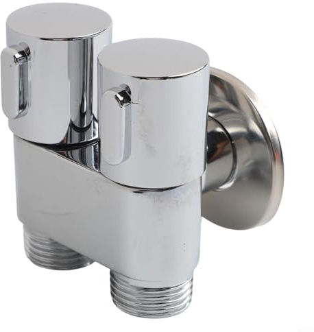 Válvula de ángulo de doble salida G1/2 entrada para fontanería de baño, válvula de control de agua dual montada en la pared para conector de bidé de inodoro, grifo de inodoro de aleación con bidé