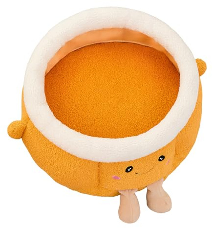 Yonuaret Lit Mignon pour Chat - Chaud Et Orange, De Forme Mignonne Et Douce, Fournitures pour Chien - Lit Caverne pour Chien,Intérieur Extérieur Hiver Voyage Voiture Camping Bureau Chevet Fenêtre