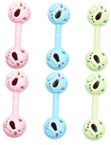 TOYANDONA Juguetes Sonajeros para Bebés 0-1 Año, 6 Piezas de Plástico Seguro y Resistente, Juguete Educativo Infantil para Desarrollo Sensorial y Motricidad Fina, Colores Color Aleatorio