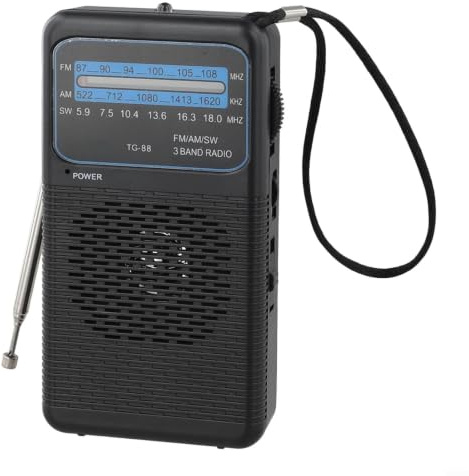 Liten AM för fm SW radio bärbar transistormottagare 3 W klart ljud ABS-hölje för batteridriven kompakt storlek för resor utomhusbruk svart
