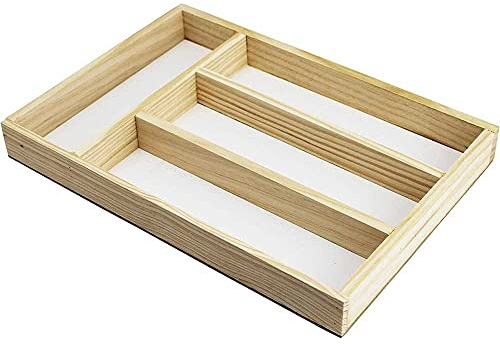 vet italy Vetrineinrete® Portaposate in Legno 4 posti da cassetto per Posate forchette coltelli Cucina decoupage 53410