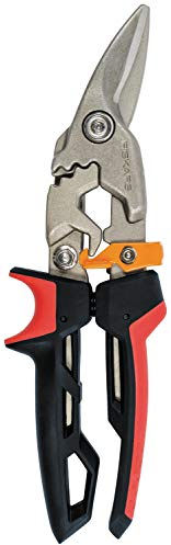 Fiskars Blechschere, Linker Schnitt, Bis zu 40% mehr Kraft, Länge 24,7 cm, Wärmebehandelter Stahl/Kunststoff, Schwarz/Rot/Orange, PowerGear, 1027209
