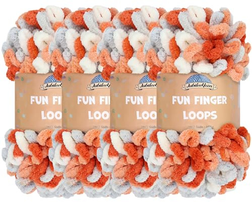 JubileeGarn med roliga fingerslingor – polyester jumbo viktögla – 100 g/skein – Ares – 4 nystan