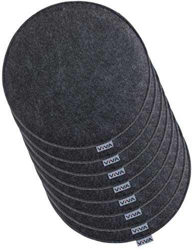 Brandsseller Juego de 8 Cojines de Fieltro para sillas Ø 35x2 cm – Almohadillas Acolchadas para Interior y Exterior – Colchonetas de Asiento Redondas Resistentes – Antracita