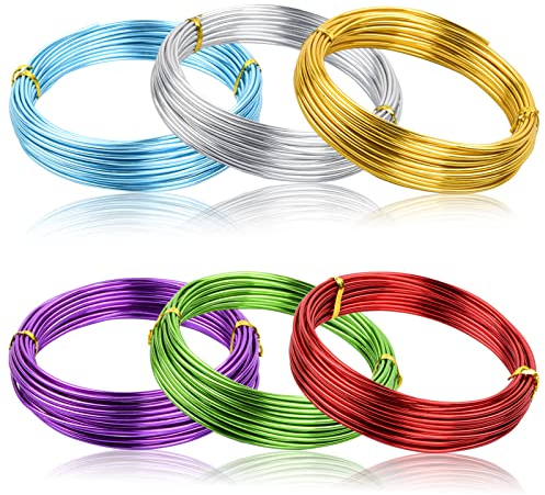 6 Rollen Aluminium Basteldraht, 2mm Biegsamer Aludraht Zum Basteln, 6 Farben Runder Aluminiumdraht, Schmuckdraht Aluminium Für DIY Skulptur Fahrrad Motorrad Modellierung Schmuckdraht.10m Pro Rolle