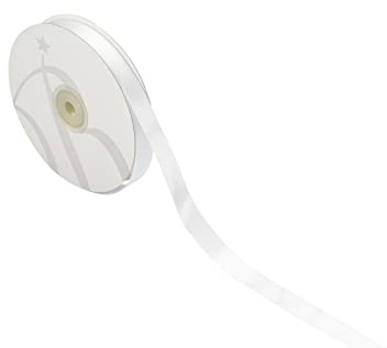 Nastro Doppio Raso 10mm X 50 Metri per Artigianato, Natale, Decorazioni, Adatto Per confezionare Regali, Feste di Compleanno, Matrimoni, Bomboniere (Bianco)