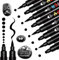 Tesquio Schwarz Acrylstifte Dual Brush Tip 8pcs weißer Stift wasserfest Marker Stifte permanent marker schwarz Stifte für Papier, Holz, Leinwand, Keramik, Steine Bemalen