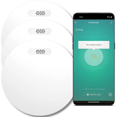 Aroha Smart Connect Rauchmelder WLAN - 10 Jahre Batterie - Feuermelder WLAN Vernetzt mit App Tuya & Smartlife, Smart Home - 3 Set
