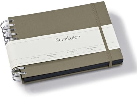 Semikolon 369978 Spiral Album Mini Mucho - 25x16 cm - Fotoalbum, 90 Seiten schwarz, Spiral-Fotobuch, fango beige