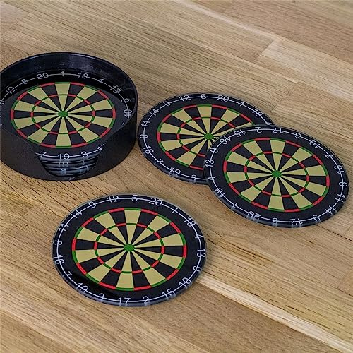 Juego de 6 posavasos de cristal para diana con soporte, juego de posavasos redondos para bebidas, alfombrillas de cerveza para el hogar, bar, posavasos novedosos, regalo de dardos
