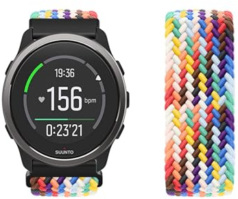 LXURY Nylon Armbänder für Suunto 9 Peak/ 9 Peak Pro/ 5 Peak Armband Elastisches Geflochtenes Solo Loop Sport Ersatzarmband Kompatibel mit Suunto 9 Peak/ 5 Peak Uhrenarmband für Damen Herren (S,10)