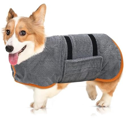 Bademantel Hund Klein, Hundebademantel Kleine Hunde，Hund Bademantel，Mit Klettverschluss, gute Wasseraufnahmewirkung (S-Größe)