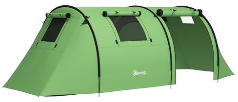 Outsunny Tenda da campeggio per 3-4 persone, grande tenda familiare con camera da letto e soggiorno, impermeabile 3000 mm, portatile, con borsa