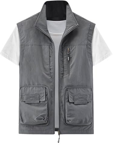 Beokeuioe Fahrrad Weste Damen Windweste Herren Anglerweste unisex Sommer Jacke Leicht Atmungsaktiv Laufweste Männer Frauen Arbeitsweste Outdoor Jagdweste Mit Taschen